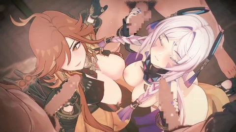 Manga porn, hentai threesome, hentai group