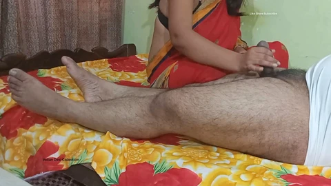 Indian couple's thrilling New Year's Eve party handjob and blowjob to kick off the blessed new year!